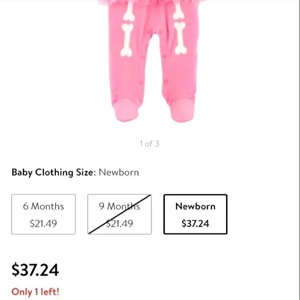 𝅺NWT PINK CANDY TUMMY SKELETON HALLOWEEN SLEEPER